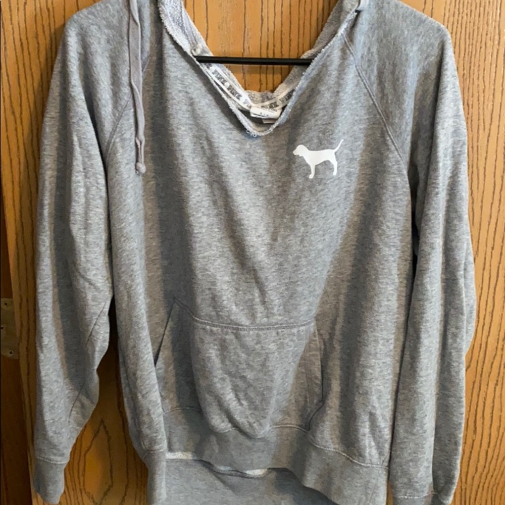 PINK long sleeve logo hoodie